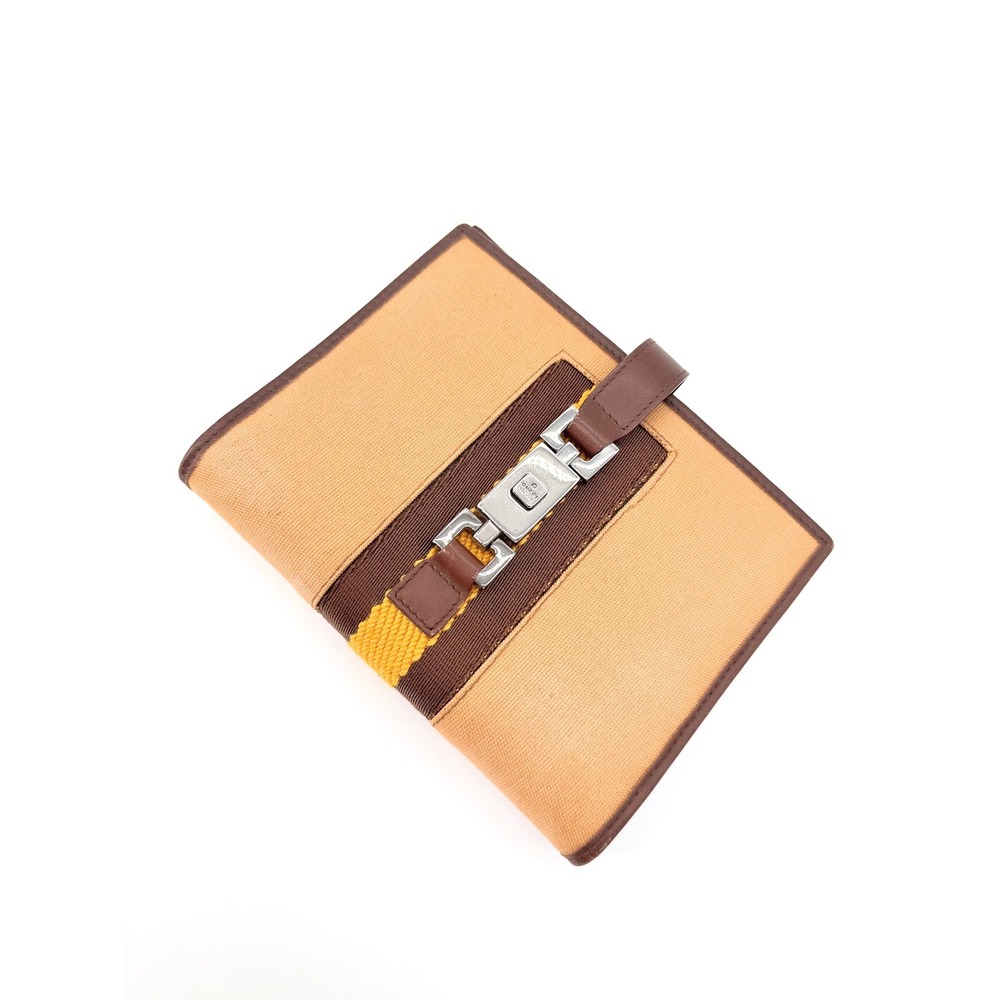 Gucci Tom Ford Era 2002 Pocket Planner Tan Canvas Web Stripe Piston Lock